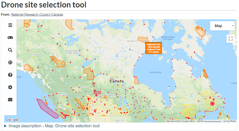 Drone Site Selection Tool. Overview of all aerodromes, heliports, airports, restricted airspace in Canada.