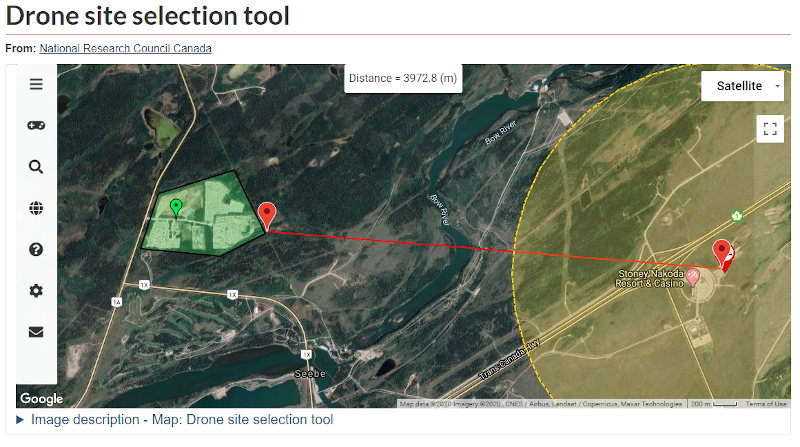 Using Drone Site Selection Tool for Planning a Drone Mission and flight in the Rocky Mountains of Canada