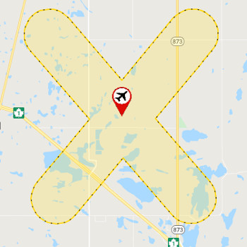 Example of a yellow shape in Drone Site Selection Tool.  These are registered but do not have certificates.