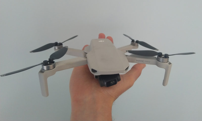 Mavic Mini In Palm of Hand, showing how small it really is.