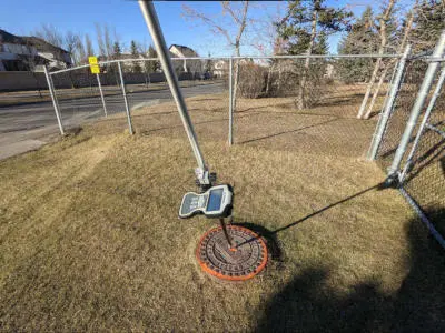 manhole lid ground control point being used as a gcp