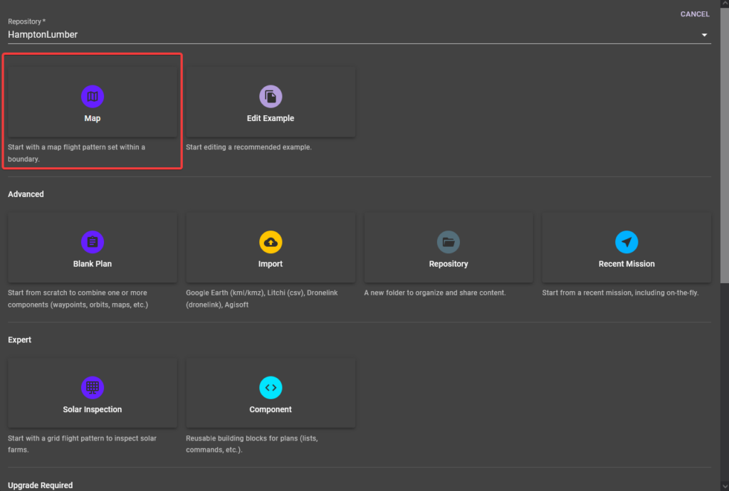 Dronelink mapping mission setting