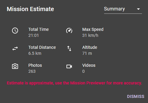 Dronelink total time and distance check