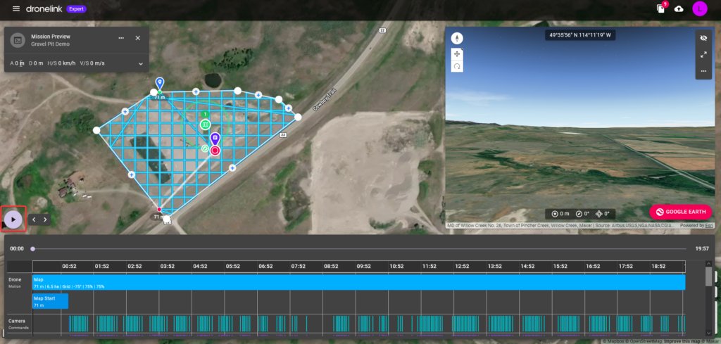 Dronelink running of flight simulation