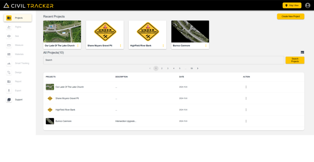 Civil Tracker 3.0 dashboard